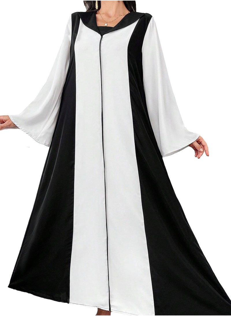 Modern Design Black and White Abaya with Free Black Inner and Sheila