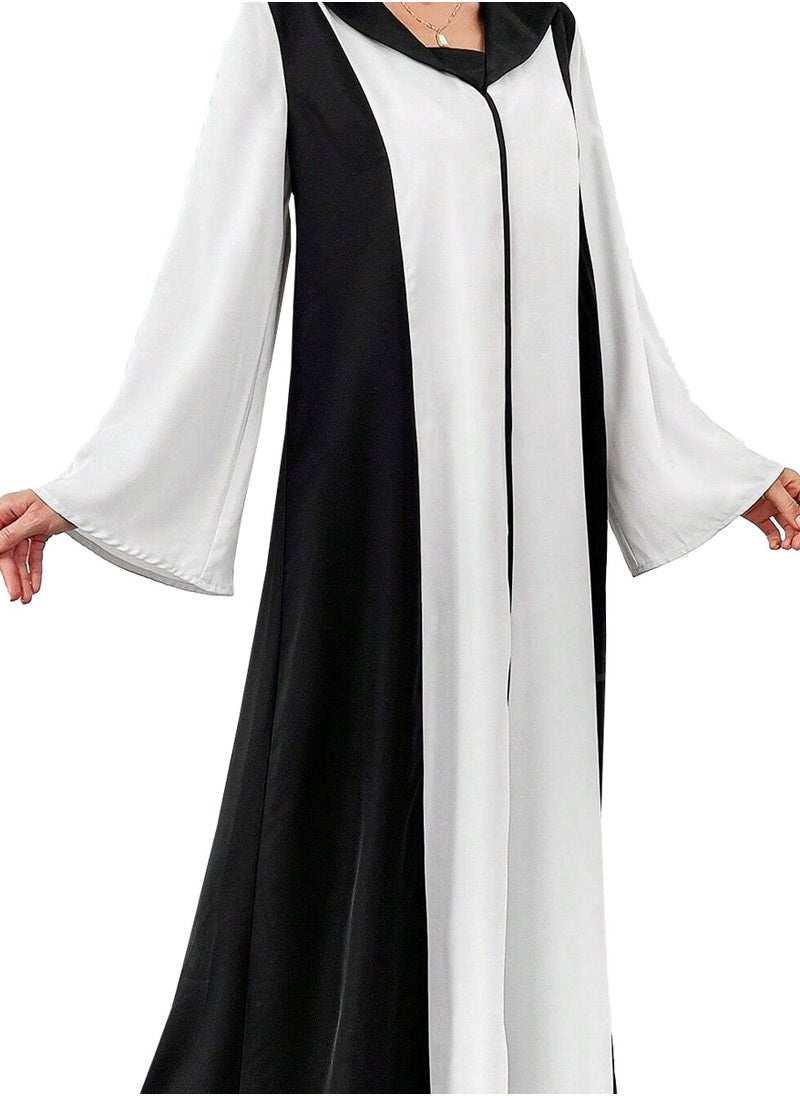 Modern Design Black and White Abaya with Free Black Inner and Sheila