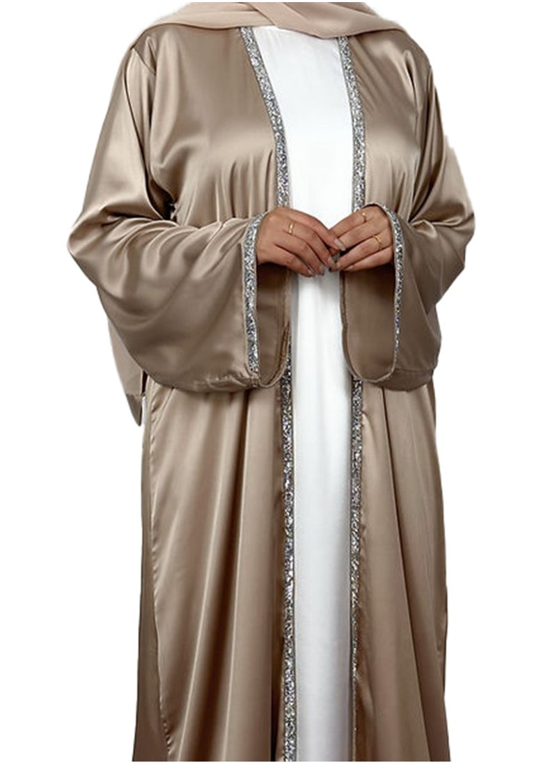 Golden Brown Abaya With White Inner and Free Sheila