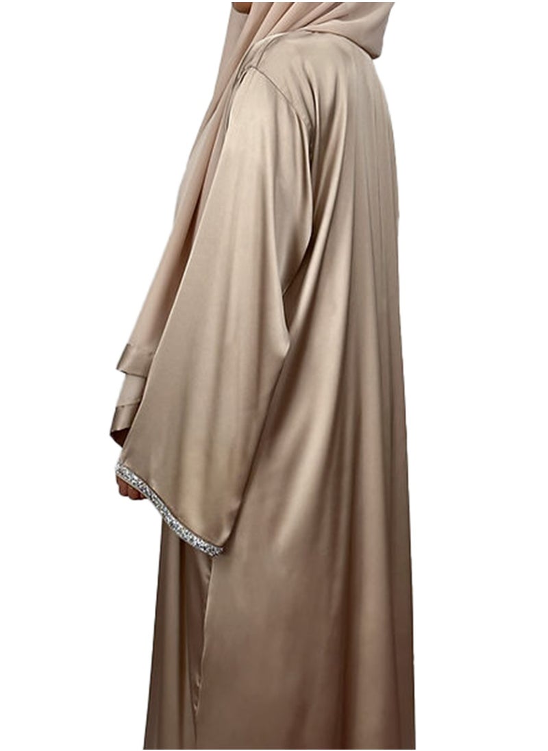 Golden Brown Abaya With White Inner and Free Sheila