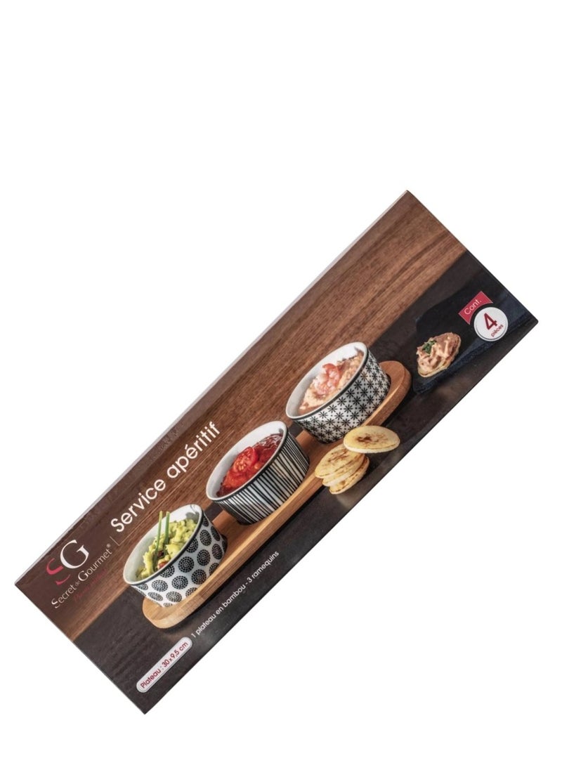 SG Bamboo Earthenware Appetizer Set (10 x 29.8 x 4.5 cm, 4 Pc.)