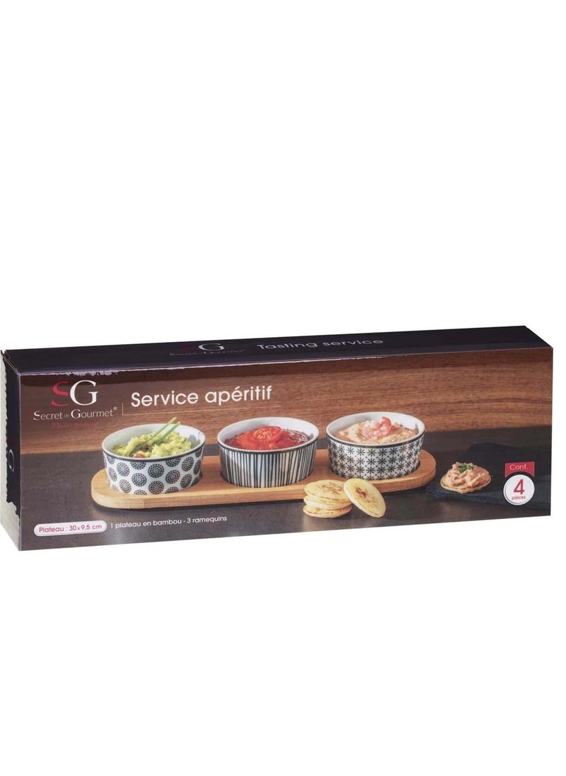 SG Bamboo Earthenware Appetizer Set (10 x 29.8 x 4.5 cm, 4 Pc.)