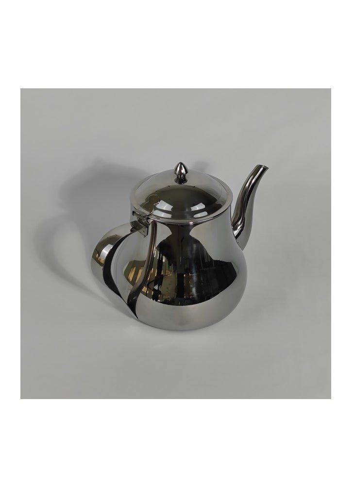 Classic Morocco Style Arabic Coffee Dallah Pot Rustproof Premium Stainless Steel Teapot Mirror Finish Coffee Kettle Easy Pour Spout Tea Kettle with Hinged Lid and Ergonomic Handle Dishwasher Safe Induction Safe Teapot for Office Home 70oz