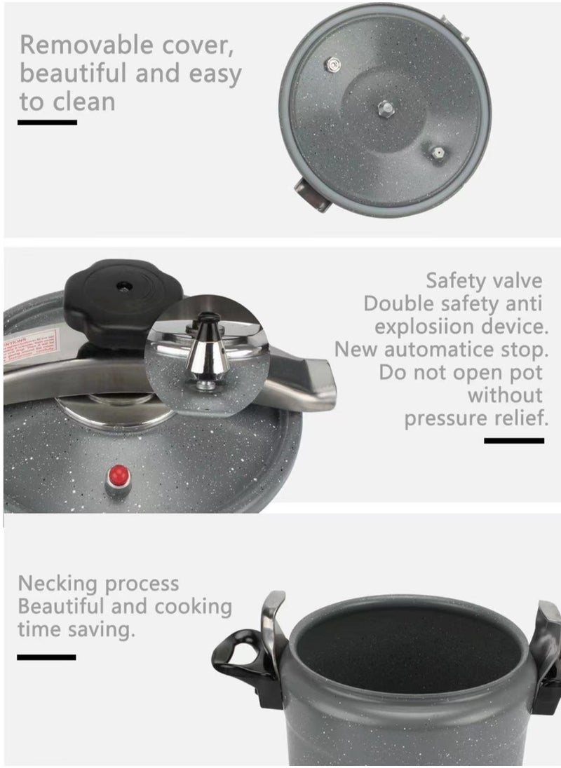 Multifunction Premium Aluminum Non Stick Quick Cooking Arabic Pressure Cooker Large Capacity Commercial Pressure Cooker Pot Explosion Proof Induction Compatiable Steamer Cooking Pressure Canner with Heat Insulating Handle Leak Free Lid with Double Lock Safety Features 3/5/7/9/11/15 Liters