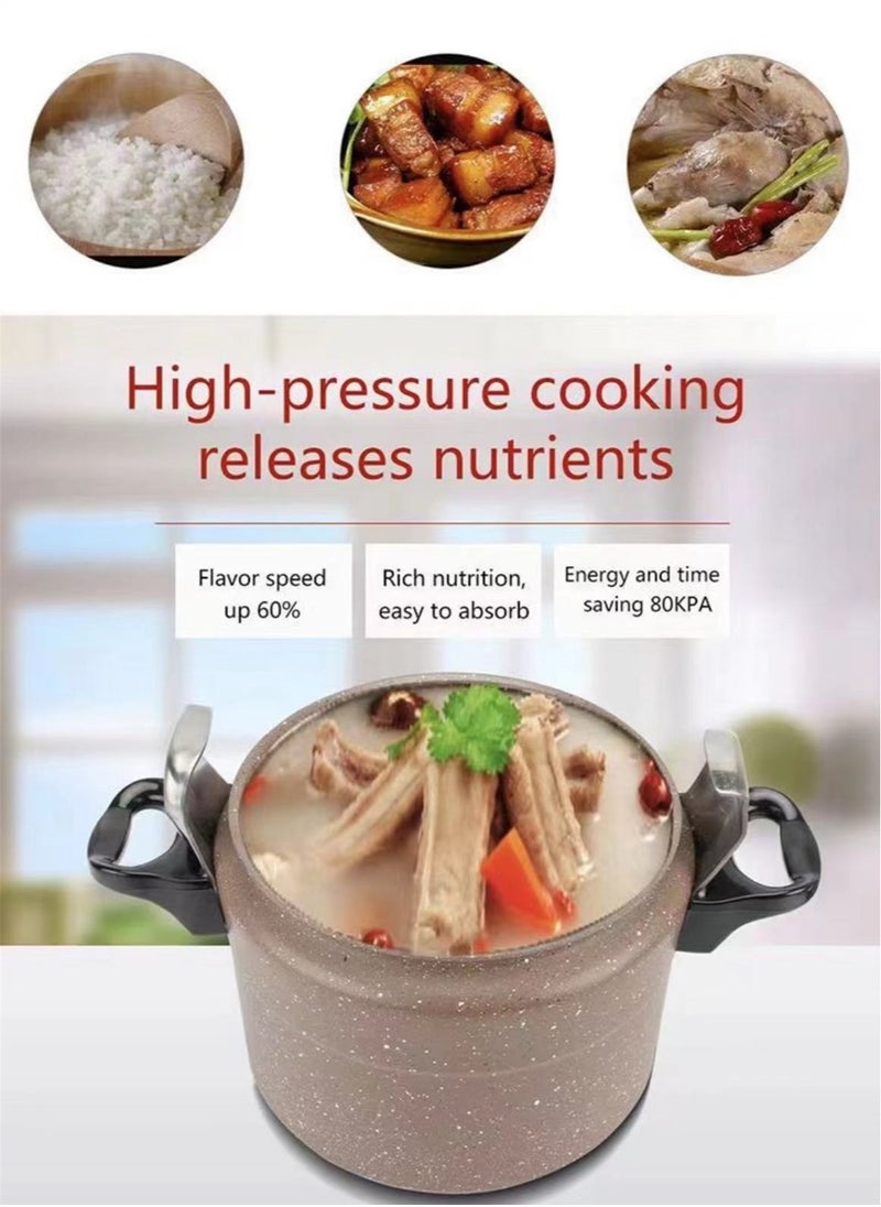 Multifunction Premium Aluminum Non Stick Quick Cooking Arabic Pressure Cooker Large Capacity Commercial Pressure Cooker Pot Explosion Proof Induction Compatiable Steamer Cooking Pressure Canner with Heat Insulating Handle Leak Free Lid with Double Lock Safety Features 3/5/7/9/11/15 Liters