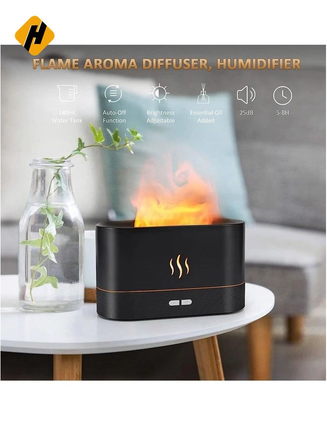 Flame Diffuser Humidifier-Auto Off 180ml Essential Oil Diffuser-2 Modes Brightness Aroma Humidifier with Fire Flame Effect for Home,Office