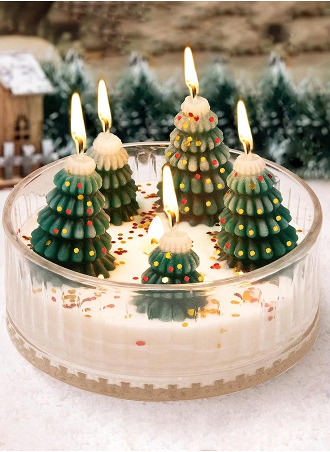 Christmas Decorations Indoor - Christmas Tree Cedar Forest Candles - Farmhouse Rustic Xmas Decor for Party Room Table Decor - Xmas Gifts for Women Girls Holiday Birthday