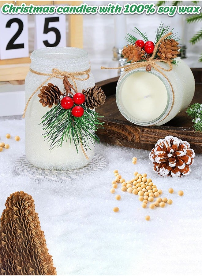 21oz Mason Jar Candle with Pine Cone and Red Berry,Decorative  Candles Scented  Candle Gift for Women,Rustic Farmhouse Xmas Decor for Home,Offices,Tables(Spruce/Pine Scent)