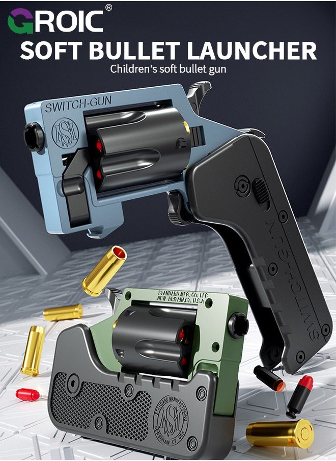 Folding Toy Pistol, Phone Model Handgun Toy, Soft Bullet Guns Toy Revolver Style, Semi-Automatic Repeating Gun, 5 Shells, 2 Types of Soft Bullets (36 Bullets), Folding Blaster Toy Cool Gifts