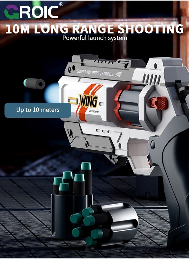 Soft Bullet Gun Toy Revolver Gun, Revolver Gun with 12 PCS Soft Foam , Blaster Ejecting Toy Gun Pistol，Action Toy Gun, Shooting Games Play Toys Revolver Gun Cool Kids' Education Pistol Toy