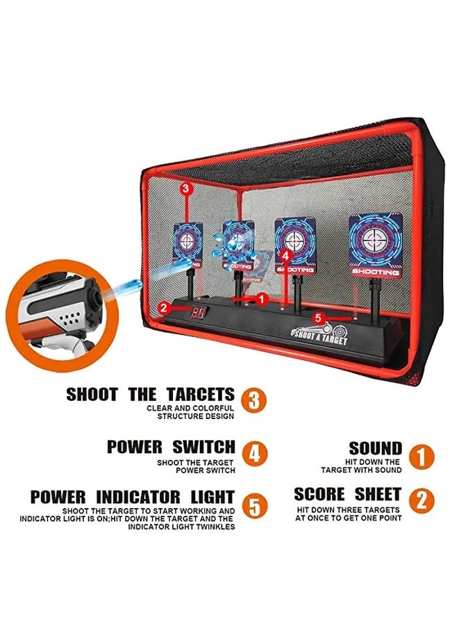 Electronic Auto Reset Digital Shooting Target with net for Toy Gun Gifts for Kids Boys Girls