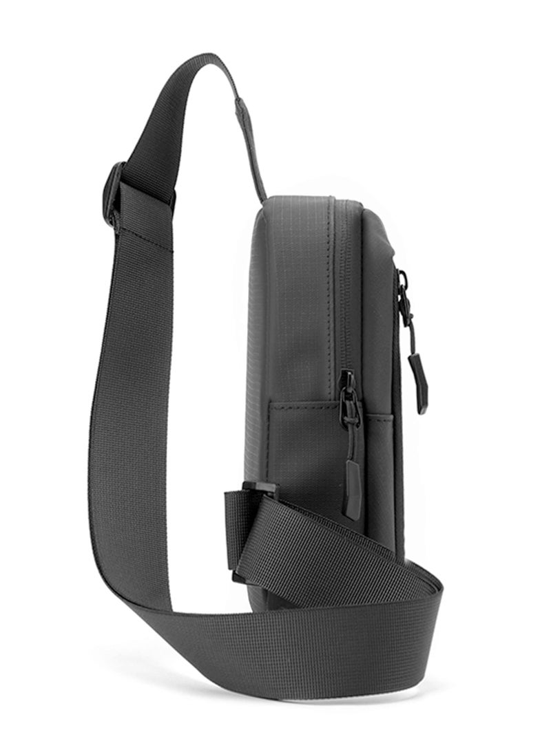 Hike Unisex Cross Body Chest Bag Synthetic Water-Resistant Scratch Resistant Small Shoulder Sling Bag for Business Travel Outdoor Shopping, HK9004- GREY