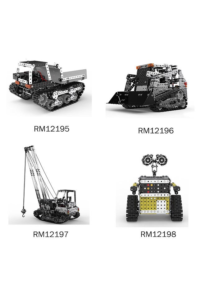 RC Forklift Truck Building Blocks, 2.4GHz 10 Channel RC Front Loader Bulldozer Construction Toy, 1153PCS DIY Stainless Steel Assembly RC Car Parent-child Toy, Gift for Children