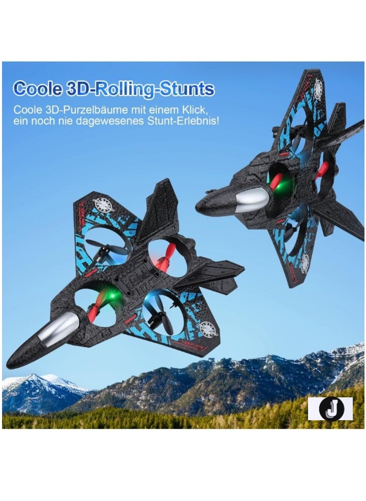 2.4GHz RC Aeroplane L0712 Quadcopter – Remote Controlled Floating Fighter Plane with Coloured Lights, USB Charging, RTF for Beginners & All Ages