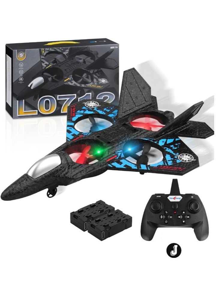 2.4GHz RC Aeroplane L0712 Quadcopter – Remote Controlled Floating Fighter Plane with Coloured Lights, USB Charging, RTF for Beginners & All Ages