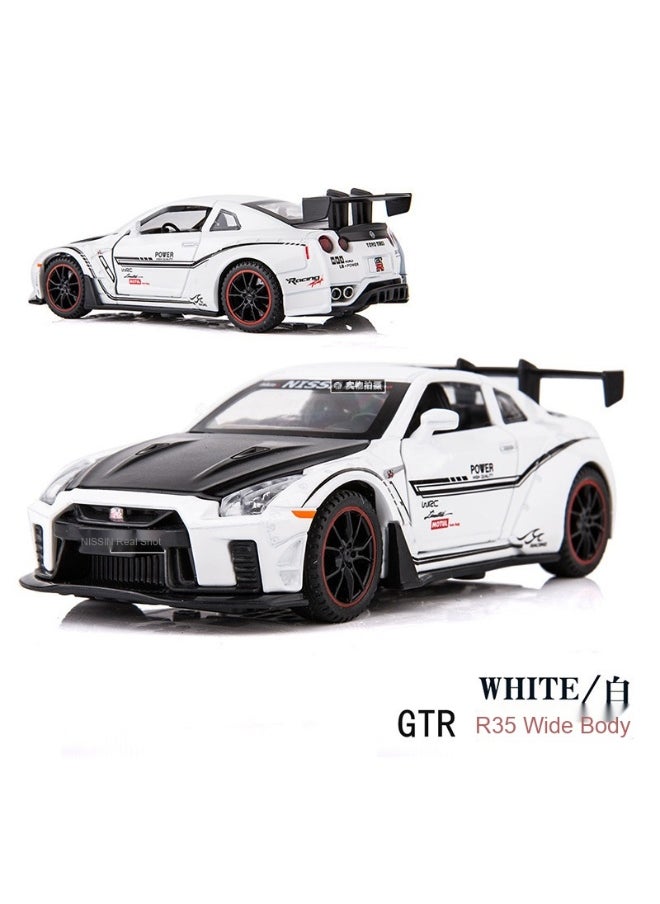 1:32 GTR R35 Car Model Toy, Diecast Zinc Alloy Pull Back Collectible Toy Car, Sound and Light Pull Back Model Sports Car for Kids Boy Girl Gift