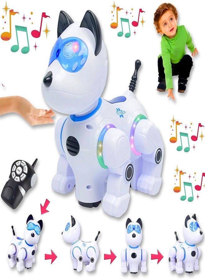 FEIP Intelligent Robot Dog Toy, Strong Structure Interactive Educational Toy Cool Light Music Remote Control Robot Dog Toy Endless Fun for Home Play