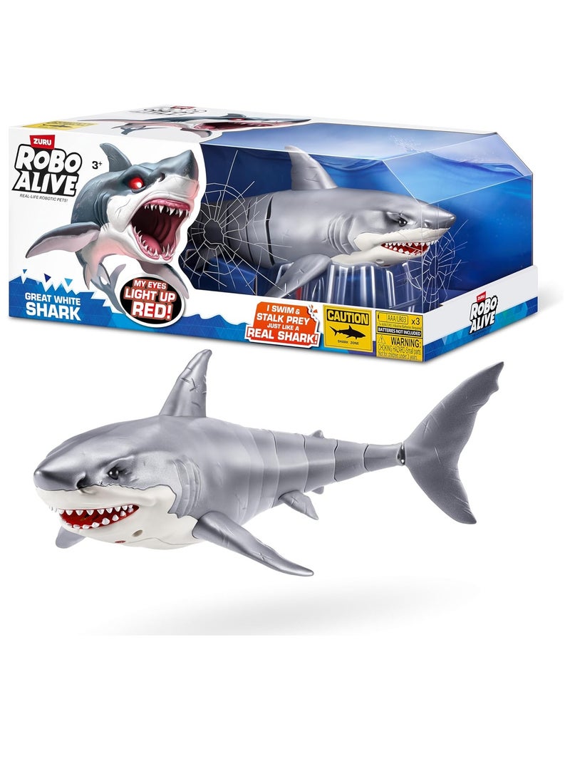 ROBO ALIVE Great White Shark Series 1 by ZURU Robotic Shark Toy with Battery Powered Lighting Summer Pool Toy Bath Toy