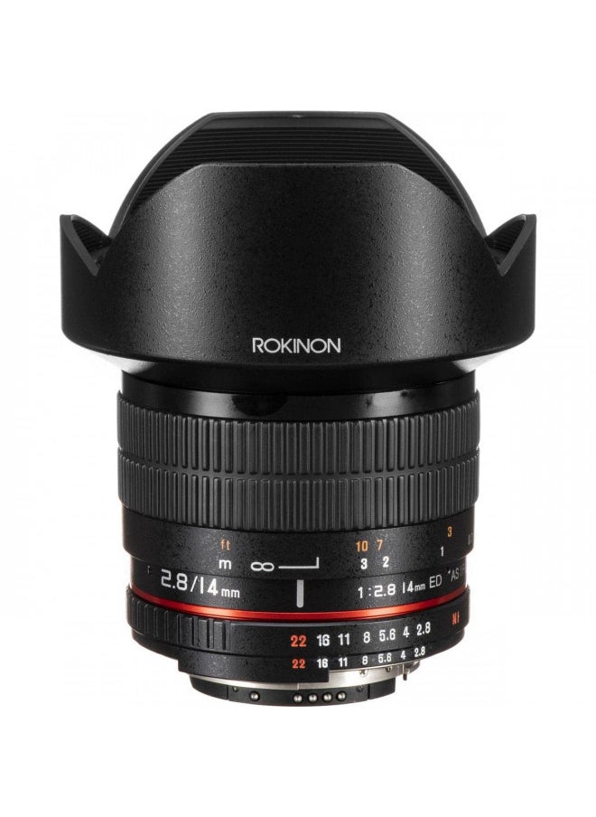 Rokinon 14mm f/2.8 IF ED UMC Ultra Wide Angle Fixed Lens w/ Built-in AE Chip for Nikon