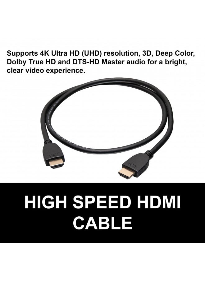 C2G 40304 4K 60Hz High-Speed HDMI Cable With Ethernet, 6.56 Feet (2 Meters), Black