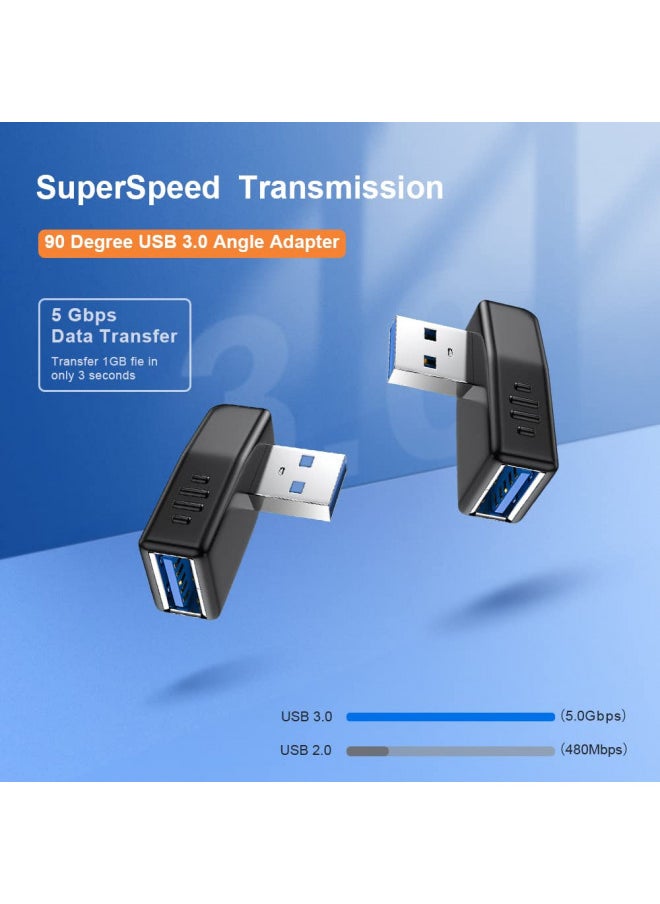 Oxsubor USB 3.0 Adapter 90 Degree Male to Female Coupler Connector Plug Left Right Up Down Angle (USB 3.0 Adapter Left 2PCS)
