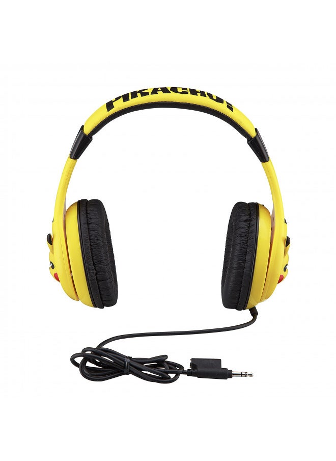 Pokemon Pikachu Kids Headphones, Adjustable Headband, Stereo Sound, 3.5Mm Jack, Wired Headphones for Kids, Tangle-Free, Volume Control, Children's Headphones On Ear for School Home, Travel