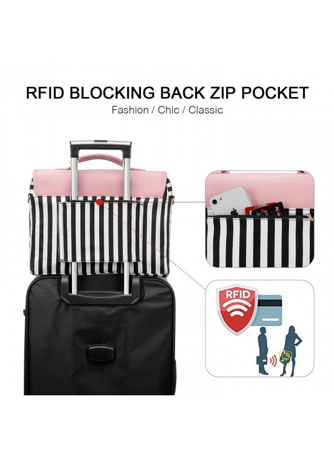 LOVEVOOK Computer Bags for Women, Laptop Bag 14 Inch, Laptop Case with Trolley Sleeve, Pink Messenger Bag, Super Cute Laptop Sleeve
