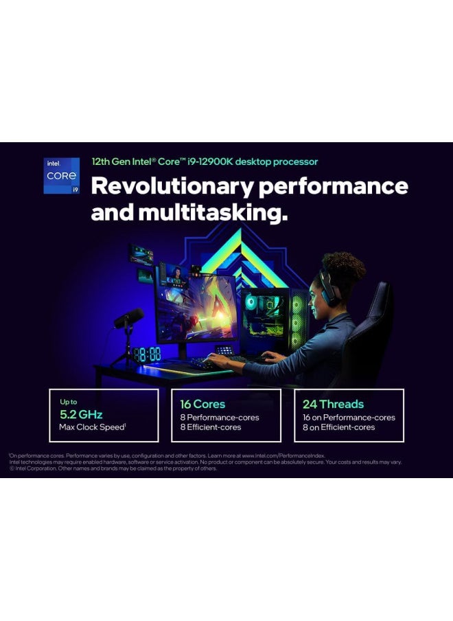 Intel Core i9-12900K Gaming Desktop Processor with Integrated Graphics and 16 (8P+8E) Cores up to 5.2 GHz Unlocked LGA1700 600 Series Chipset 125W