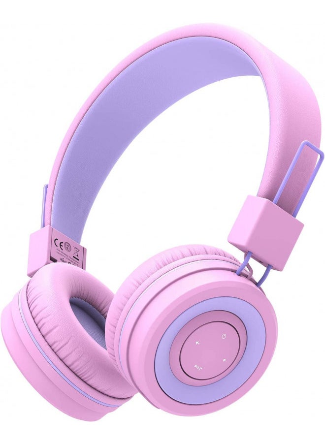 iClever BTH02 Kids Headphones, Kids Wireless Headphones with MIC, 22H Playtime, Bluetooth 5.0 & Stereo Sound, Foldable, Adjustable Headband, Childrens Headphones for iPad Tablet Home School, Pink
