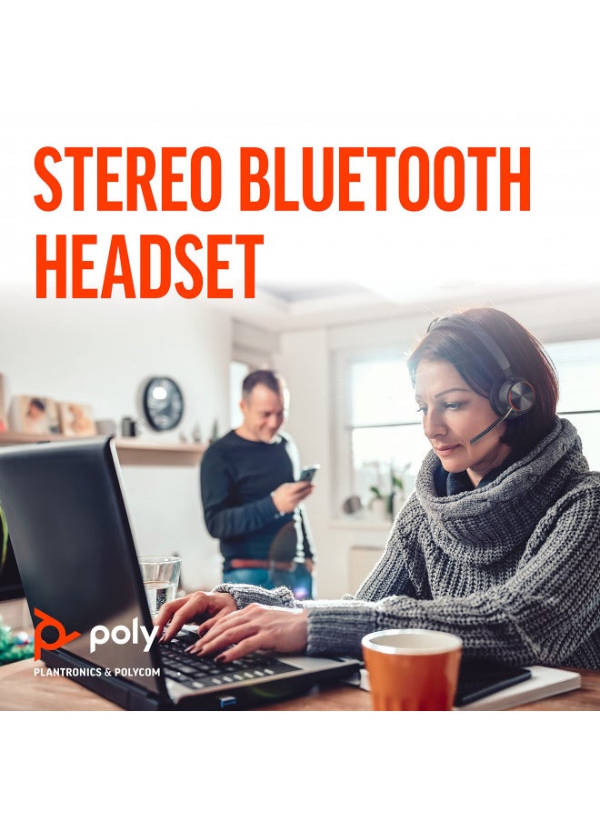 Poly - Voyager Focus 2 UC USB-A Headset with Stand (Plantronics) - Bluetooth (Stereo) Headset with Boom Mic - USB-A PC/Mac Compatible - Active Noise Canceling - Works w/Teams, Zoom (Certified) & More
