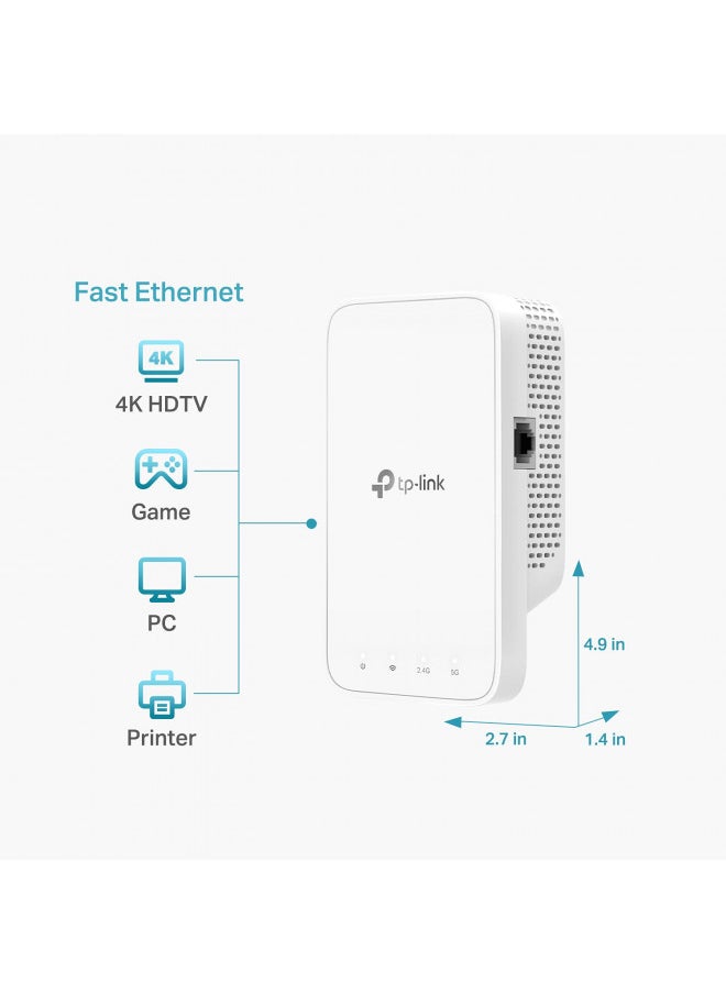 TP-Link AC1200 WiFi Range Extender (RE330), Covers Up to 1500 Sq.ft and 25 Devices, Dual Band Wireless Signal Booster, Internet Repeater, 1 Ethernet Port, White