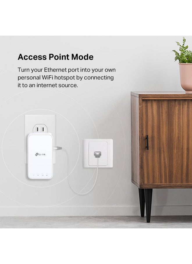 TP-Link AC1200 WiFi Range Extender (RE330), Covers Up to 1500 Sq.ft and 25 Devices, Dual Band Wireless Signal Booster, Internet Repeater, 1 Ethernet Port, White