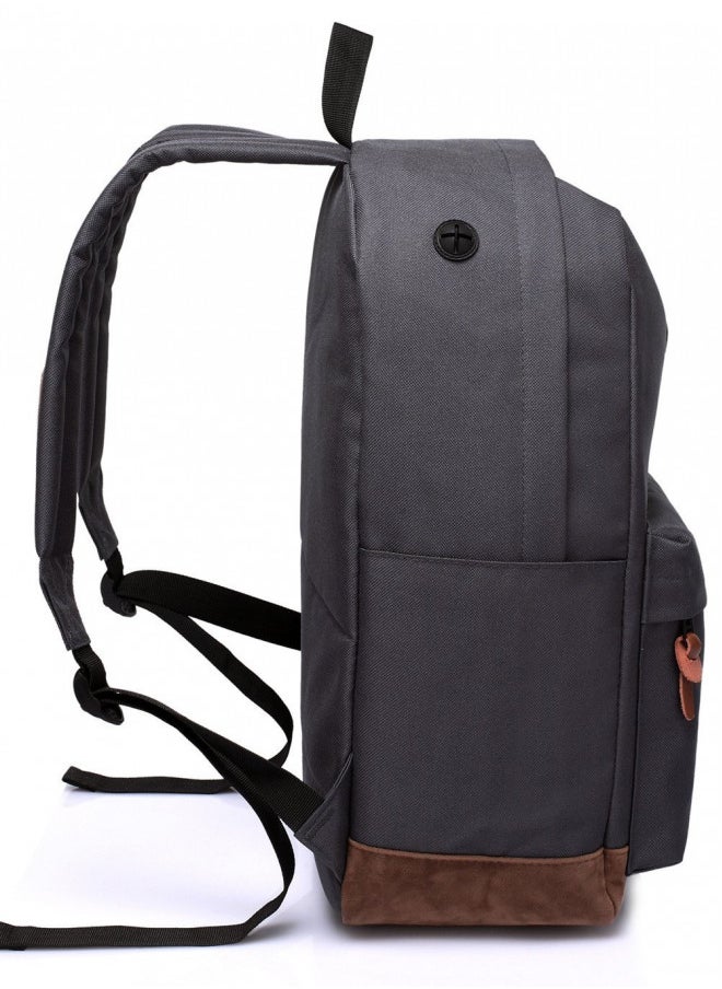 VASCHY School Backpack for College Students Casual Daypack with Padded 15 inch Laptop Compartment Dark Gray