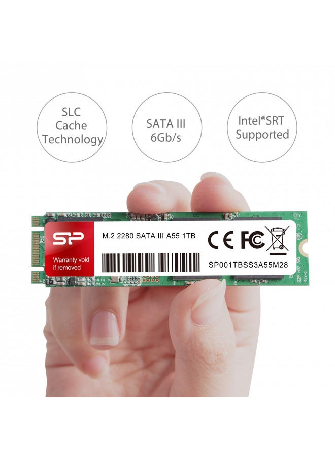 Silicon Power 1TB A55 M.2 SSD SATA III Internal Solid State Drive 2280 SU001TBSS3A55M28AB