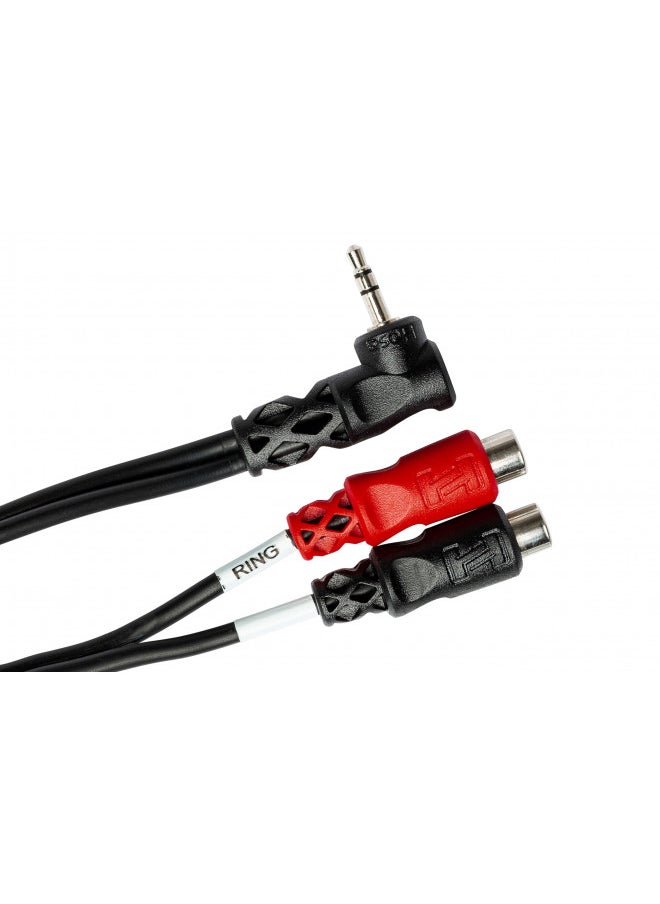 Hosa YRA-167 Right Angle 3.5 mm TRS to Dual RCAF Stereo Breakout Cable