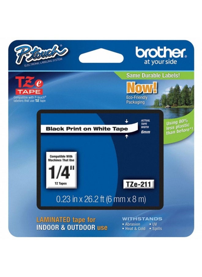 Brother Genuine P-Touch TZE-211 Label Tape 1, 1/4