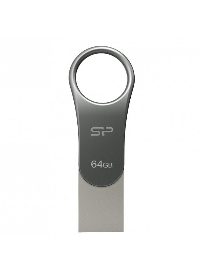 Silicon Power 64GB USB-C Type C USB 3.0/3.1 Gen 1 Dual Flash Drive, Mobile C80