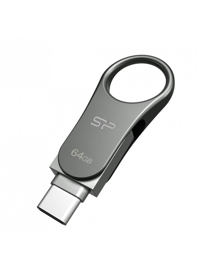 Silicon Power 64GB USB-C Type C USB 3.0/3.1 Gen 1 Dual Flash Drive, Mobile C80