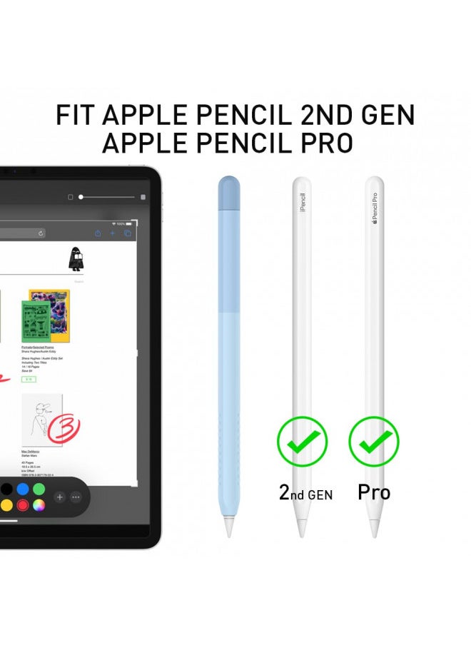 Delidigi Pencil Case Compatible with Apple Pencil 2nd Generation Case, Gradient Color Sleeve Silicone Cover Accessories for Apple Pencil 2nd Generation(Gradient Blue)