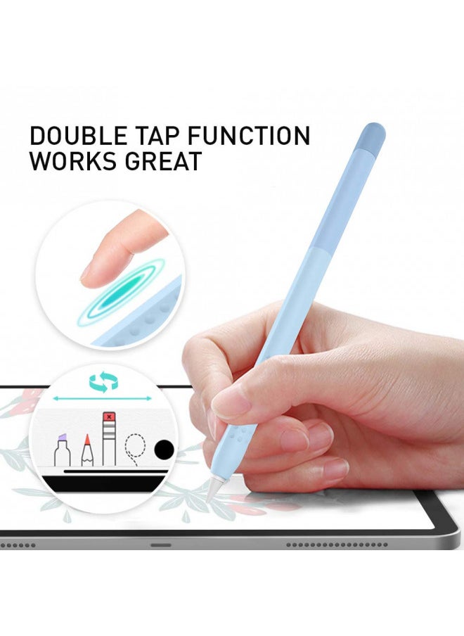 Delidigi Pencil Case Compatible with Apple Pencil 2nd Generation Case, Gradient Color Sleeve Silicone Cover Accessories for Apple Pencil 2nd Generation(Gradient Blue)