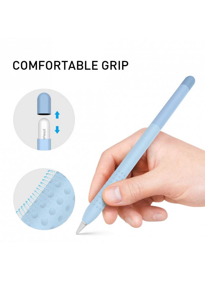 Delidigi Pencil Case Compatible with Apple Pencil 2nd Generation Case, Gradient Color Sleeve Silicone Cover Accessories for Apple Pencil 2nd Generation(Gradient Blue)