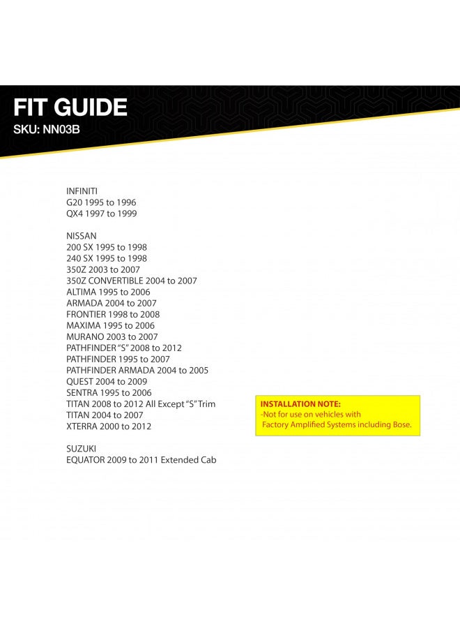 SCOSCHE NN03B Nissan Color Coded Wire Harness Compatible with SELECT 1995 to 2013 Vehicles