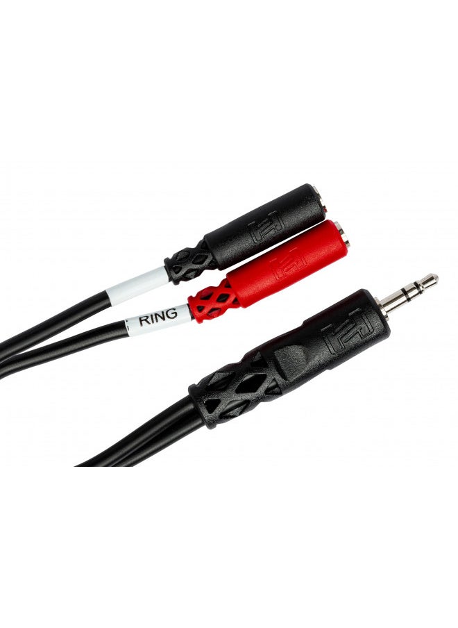 Hosa YMM-261 3.5 mm TRS to Dual 3.5 mm TSF Stereo Breakout Cable, Black