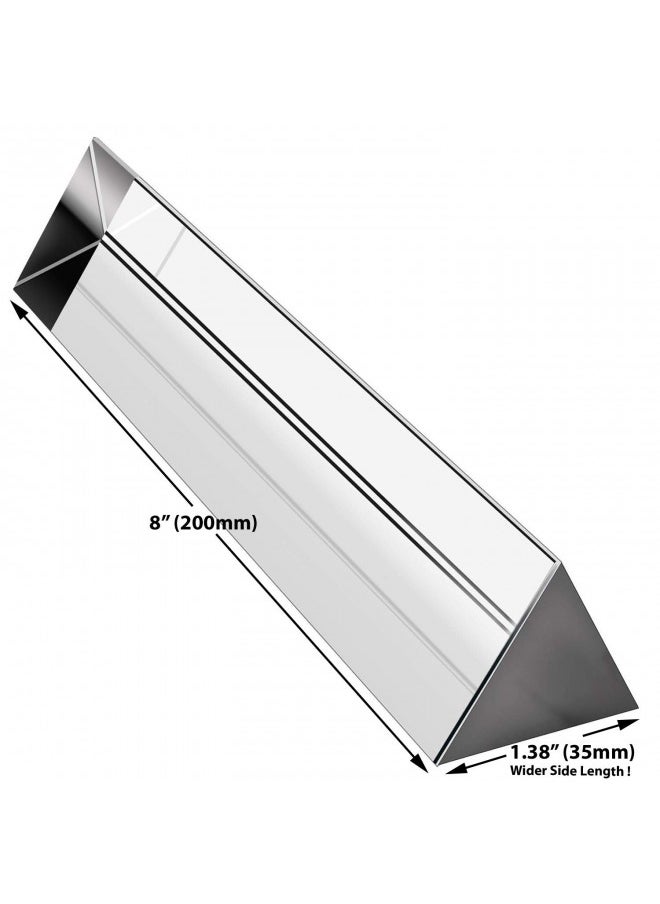 Amlong Crystal 8 inch Optical Glass Triangular Prism for Teaching Light Spectrum Physics and Photo Photography Prism, 200mm