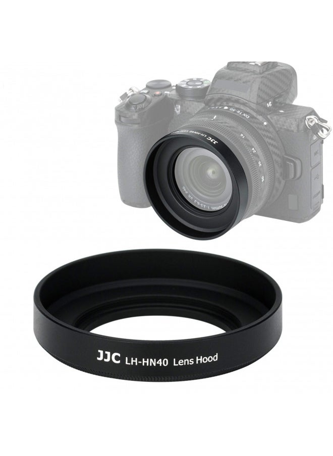 Fotasy JJC Dedicated Black Screw-in Lens Hood Shade for Nikon NIKKOR Z DX 16-50mm f/3.5-6.3 VR, Replace HN-40 Lense Hood, Compatible with 46mm Cap,LH-HN40P