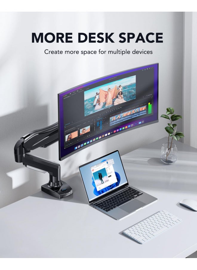 HUANUO Single Monitor Mount, 13 to 32 Inch Gas Spring Monitor Arm, Adjustable Stand, Vesa Mount with Clamp and Grommet Base - Fits 4.4 to 19.8lbs LCD Computer Monitors