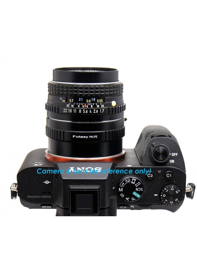 Fotasy PK Lens to E Mount Adapter, K Mount E Adapter, PK FE Adapter, Compatible with Pentax K Lens Sony a7 a7R a7s II III IV a9 a7c Alpha 1 a6600 a6500 a6400 a6300 a6100 a6000 a5100 a5000 a3500 ZV-E10