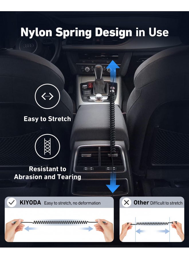 Coiled Lightning Cable Nylon Braided iPhone Charger Cord 3FT for Car [Apple MFi Certified] iPhone Fast Charging Cables Compatible with iPhone 14 13 12 11 Pro Max XR XS X 8 7 6 Plus SE iPad - 2Pack