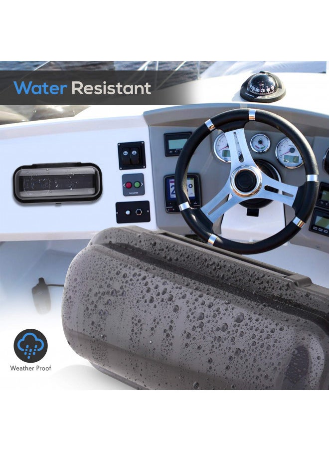 Pyle Water Resistant Marine Stereo Cover - Smoke Colored Heavy Duty Boat Radio Protector Shield with Flip-up Door & Spring Loaded Release - Mounting Gasket Included - Pyle PLMRCB1