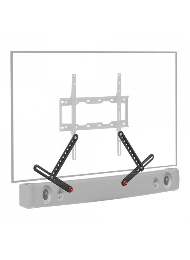 Barkan Universal Soundbar Mount, Adjustable Bracket for Mounting Above or Under The TV, Sizes 13-80 inch, Fits Most of Sound Bars Up to 14 lbs, Easy Assembly Black